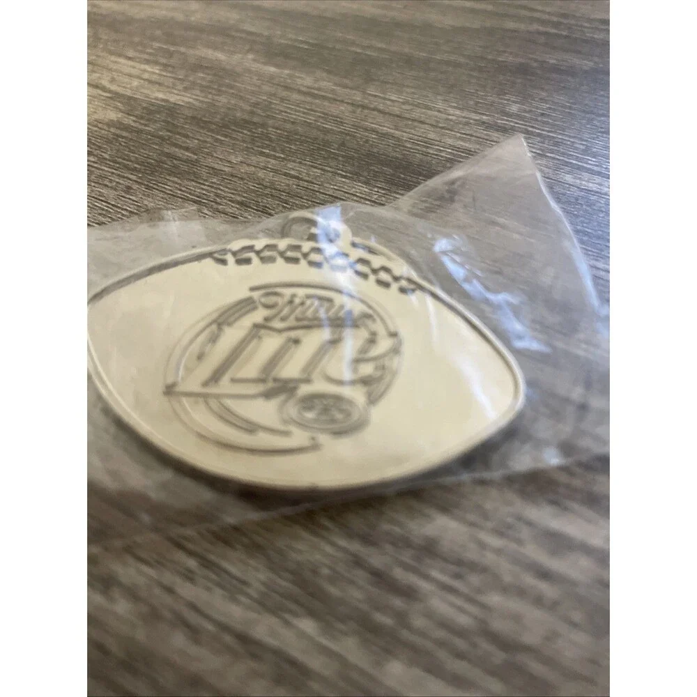 Miller Beer Keychain Football Silver Tone Metal